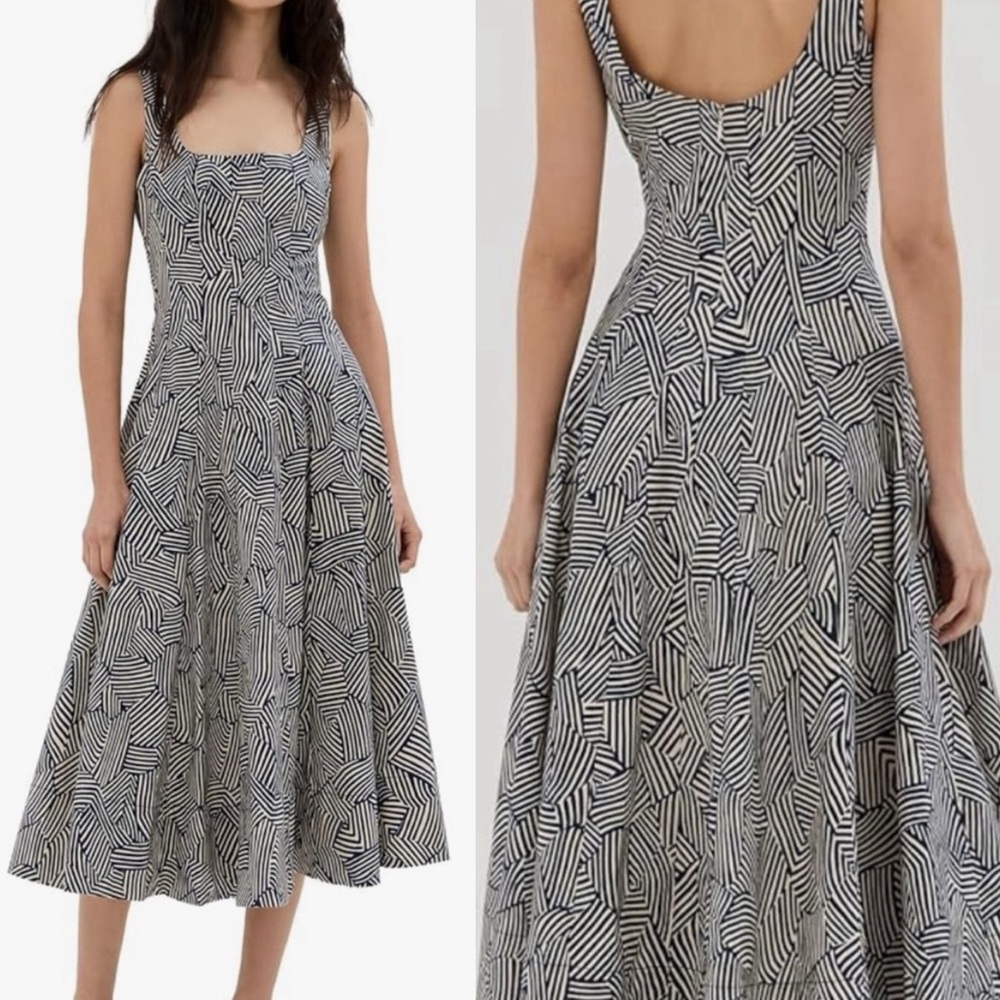 STAUD Wells Cotton Geometric Midi Dress, SOLD OUT